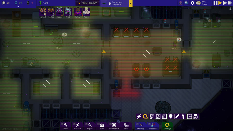 Oxygen overlay with depressurized rooms